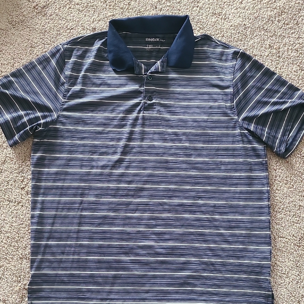 Reebok Men's Blue Striped polo Shirt